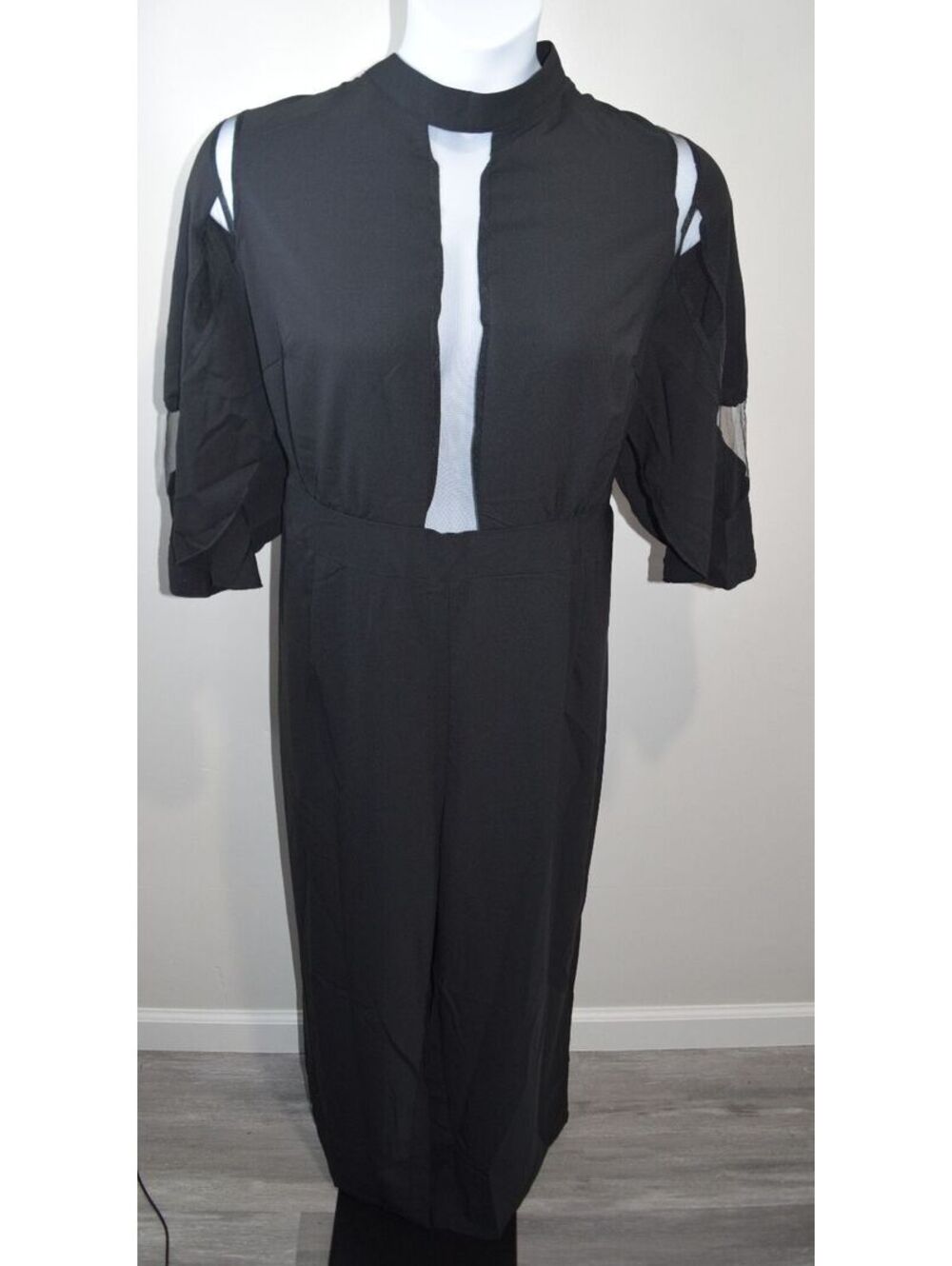 Shein Curve Black Jumper with Sheer Panel Details 3XL